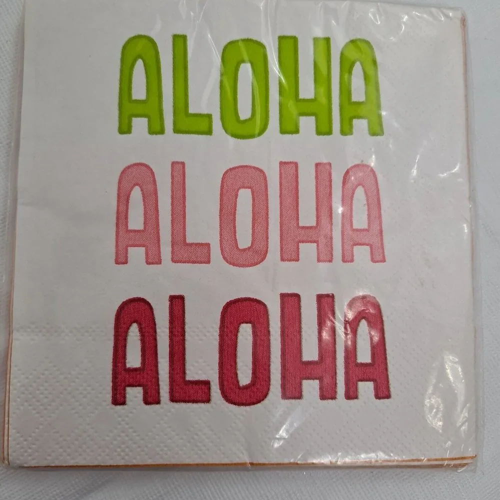 Aloha Party Napkins Green Pink Red Orange 10 Count